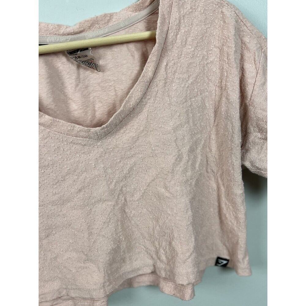 Gymshark Towel Tee Oversized Crop Top Blush Pink Size Small Cotton Vneck Women’s - Picture 3 of 4